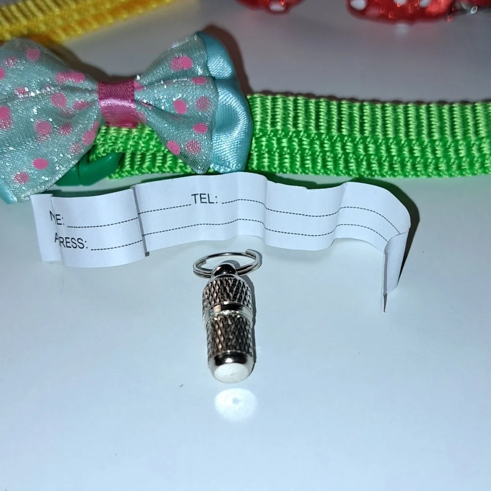 Cat collar bell ID paper in metal container/ BUNDLE ONLY 2or more items 4 each